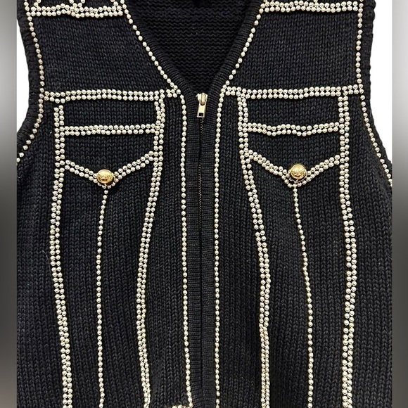 Vintage Lisa Ashley Beaded Vest black & gold Large Cottagecore Grandmacore Women - Picture 4 of 8